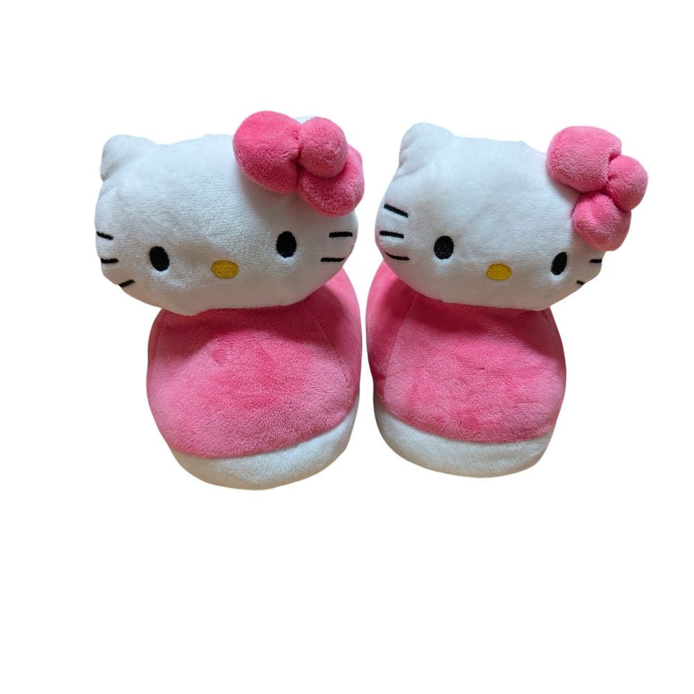 Hello Kitty Plush Slippers Kids 13/1 Pink Strawberry Light Up Bow Excellent